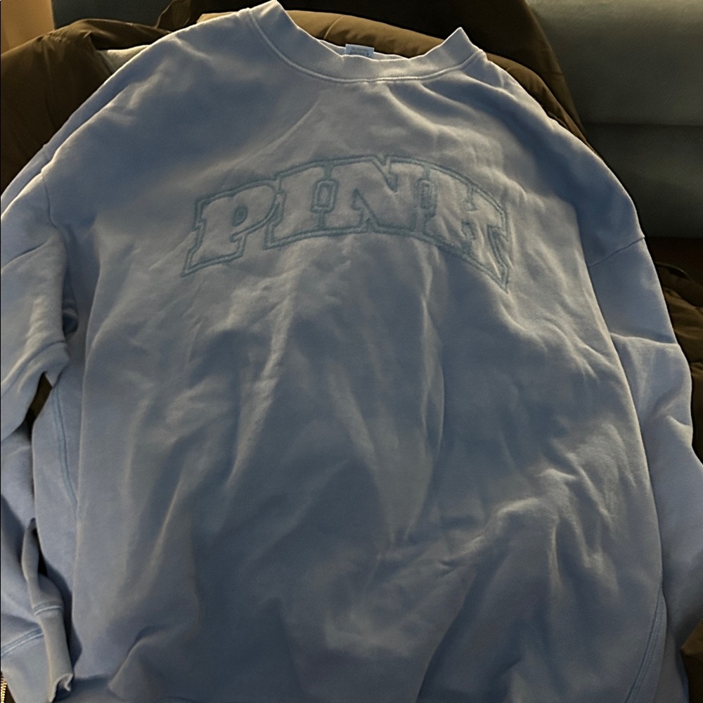 Light Blue PINK Victoria's Secret Crewneck Sweater